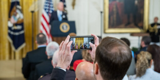 President Joe Biden delivers remarks at a Medal of Valor ceremony, Monday, May 16, 2022, in the East Room of the White House. (Official White House Photo by Adam Schultz)