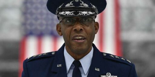 Air Force Chief of Staff Gen. Charles Q. Brown Jr. delivers remarks during a transition ceremony at Joint Base Andrews, Md., Aug. 14, 2020. (U.S. Air Force/Eric Dietrich)