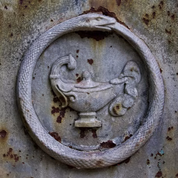 Image of a scupture of a snake eating it's tail. Photographer: Leo Reynolds